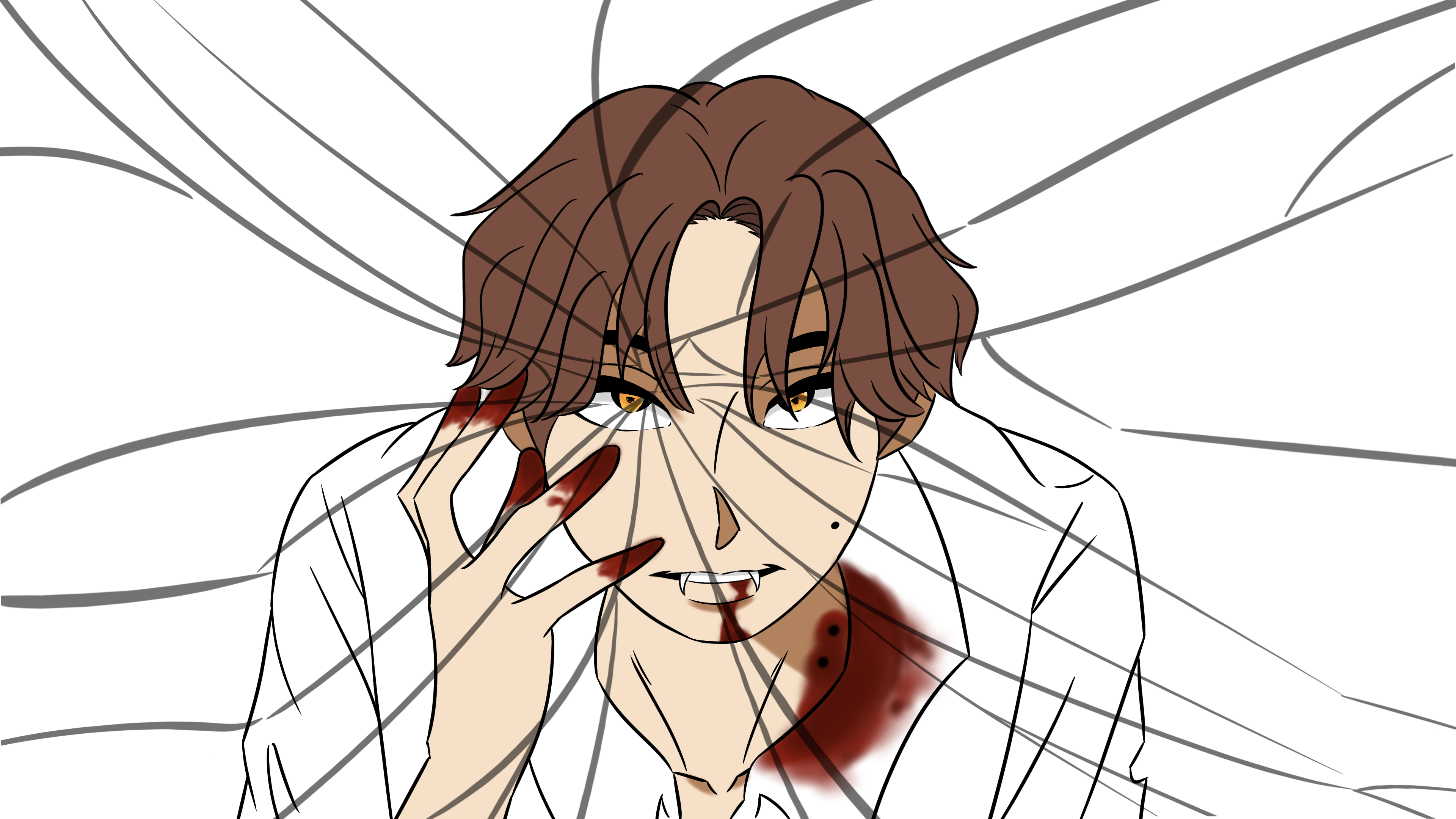 Shattered mirror reflecting a partial face