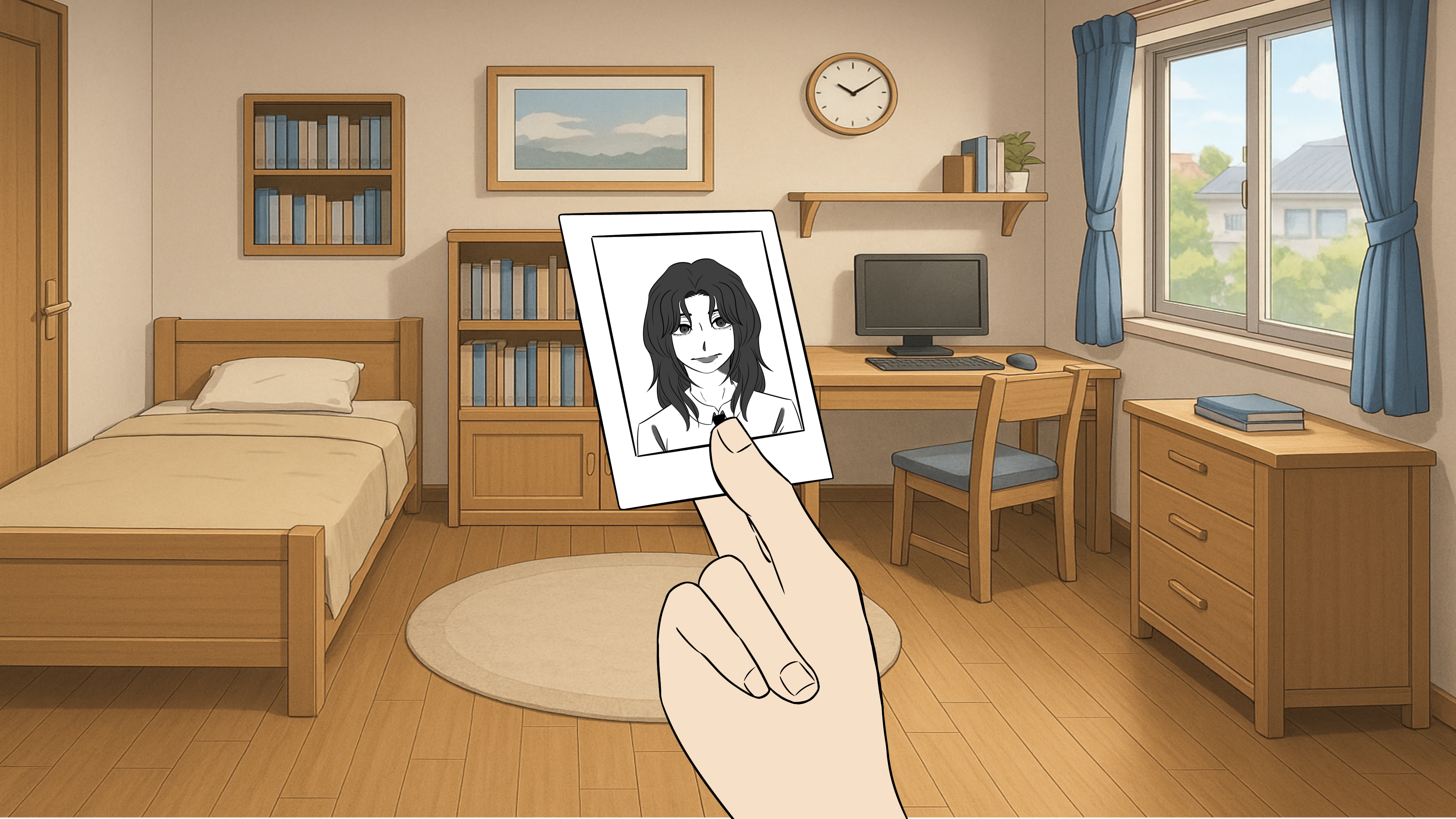 Daytime landscape with long shadows