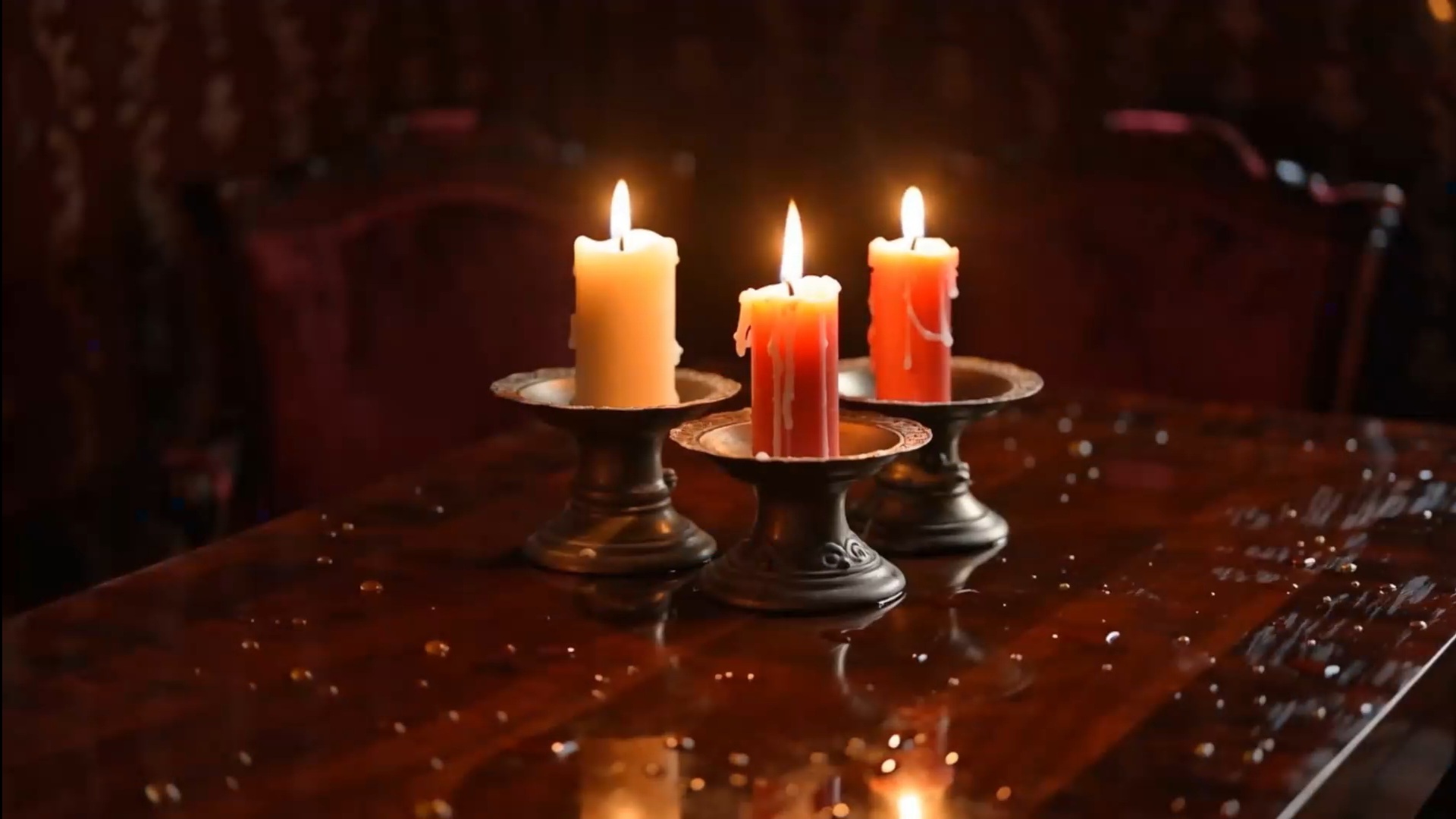 Cluster of candles burning at different heights