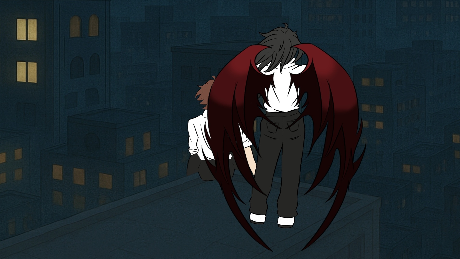 Outstretched wings silhouetted